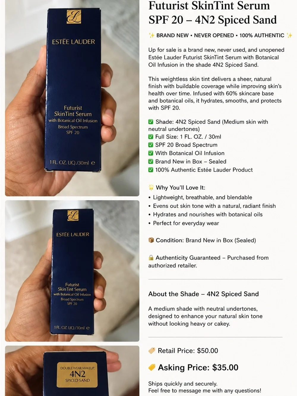 Estée Lauder Futurist SkinTint Serum SPF 20 — 4N2 Spiced Sand